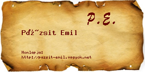 Pázsit Emil névjegykártya