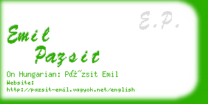 emil pazsit business card